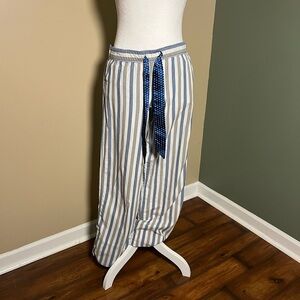 Y2K Aerie Blue White Striped Lounge Pajama Pants Polka Dot Ribbon Low Rise
